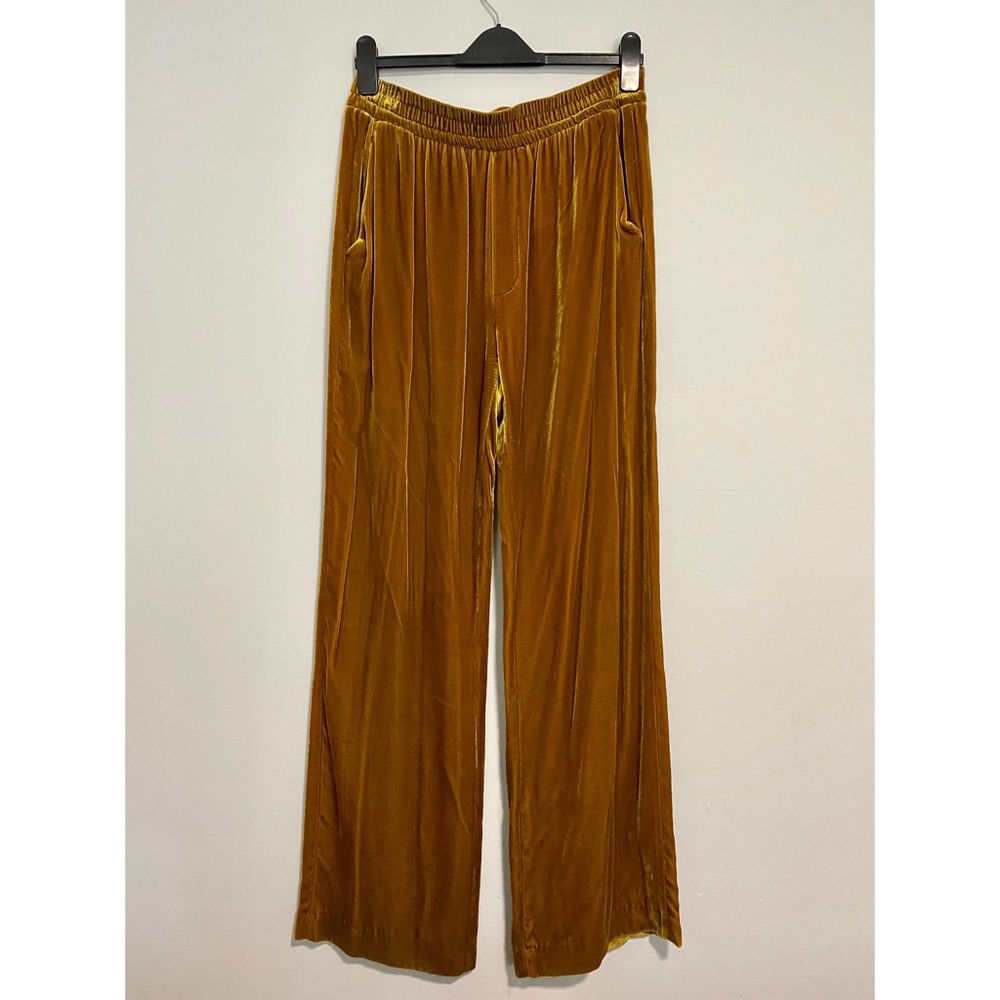 Zara Gold Velvet Trouser Pants - Picture 3 of 7